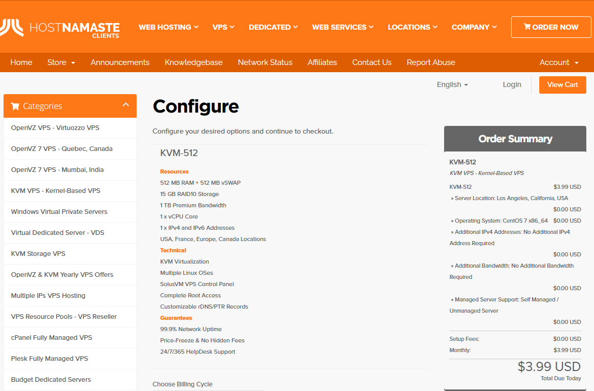 Tarife und Preise der HostNamaste KVM-VPS