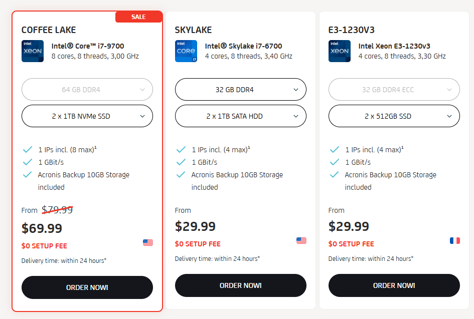 Server4You plans screenshot