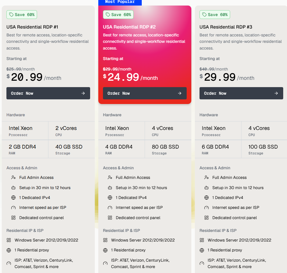 DashRDP plans screenshot