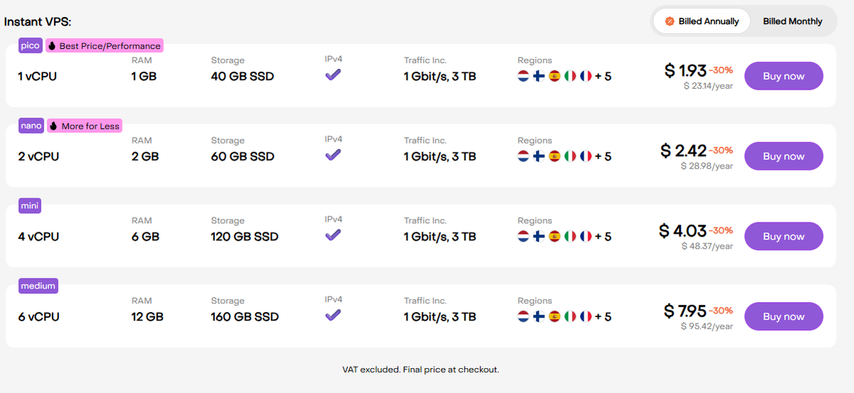 Hostkey plans screenshot