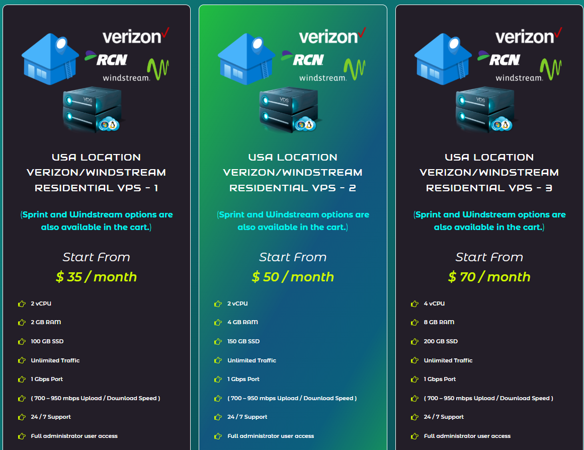 LevaHost plans screenshot