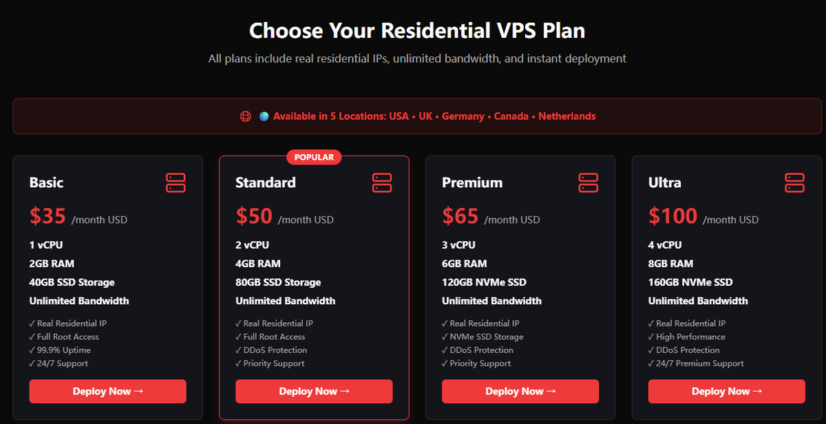 ProxySock plans screenshot