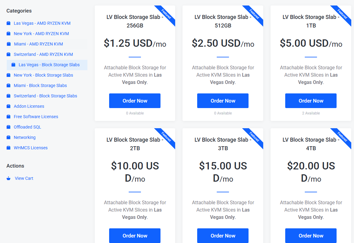 BuyVM plans screenshot