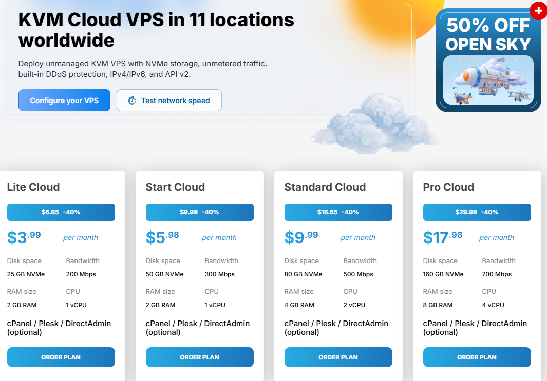 DigitalCloud plans screenshot