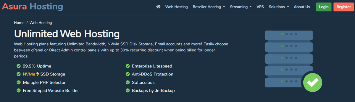 AsuraHosting plans screenshot