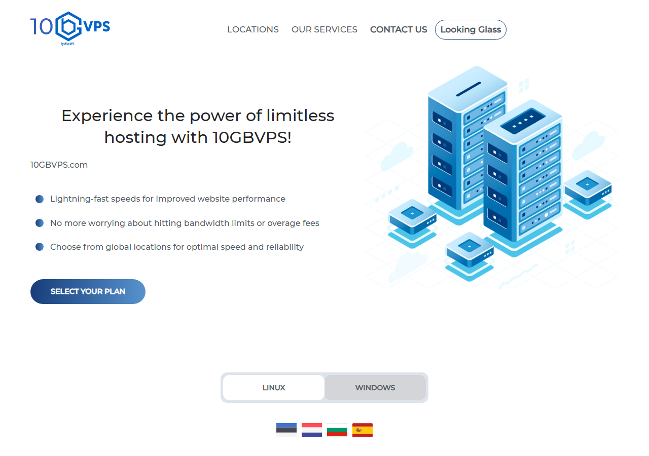 10GBVPS official website homepage