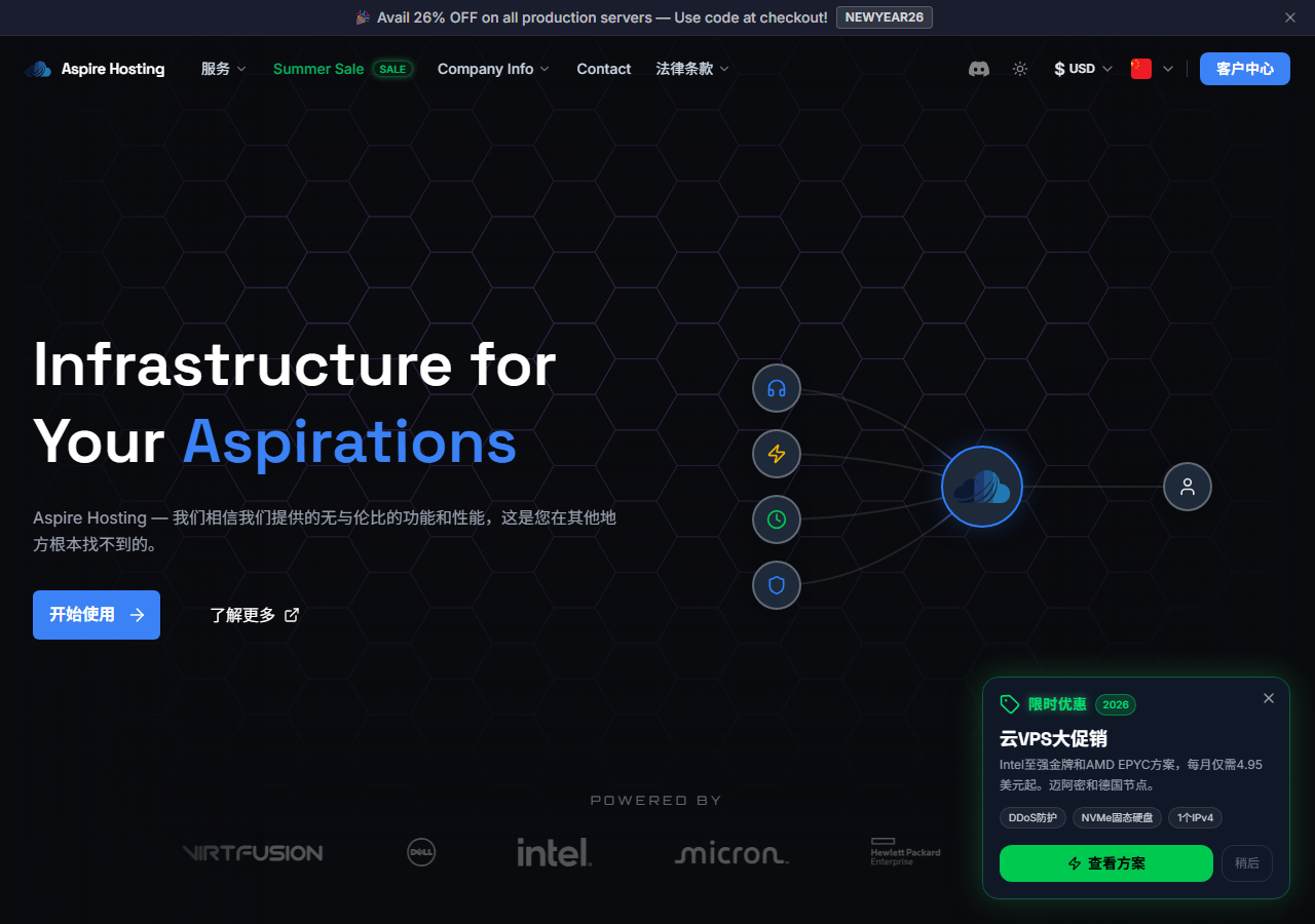 AspireHosting official website homepage