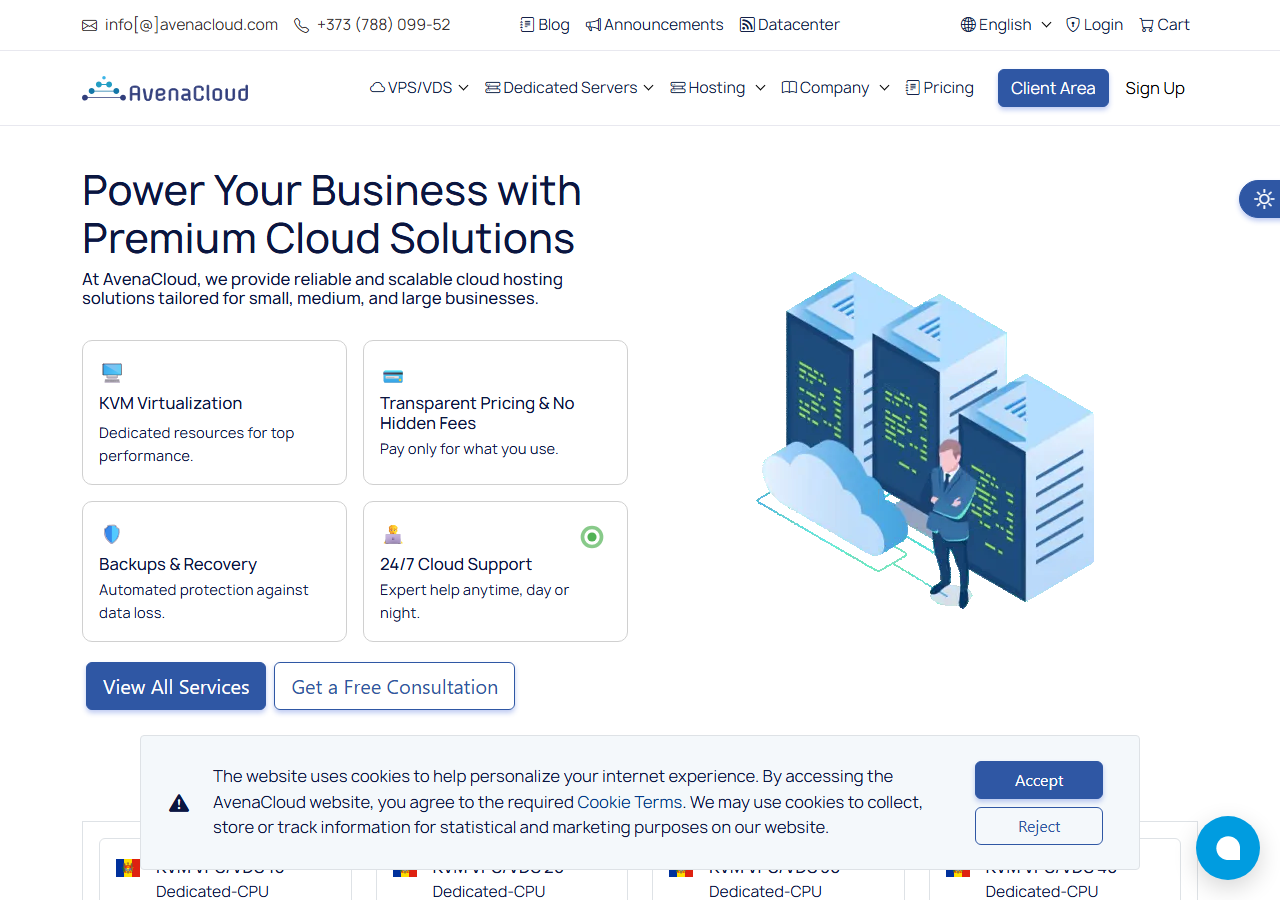 AvenaCloud official website homepage