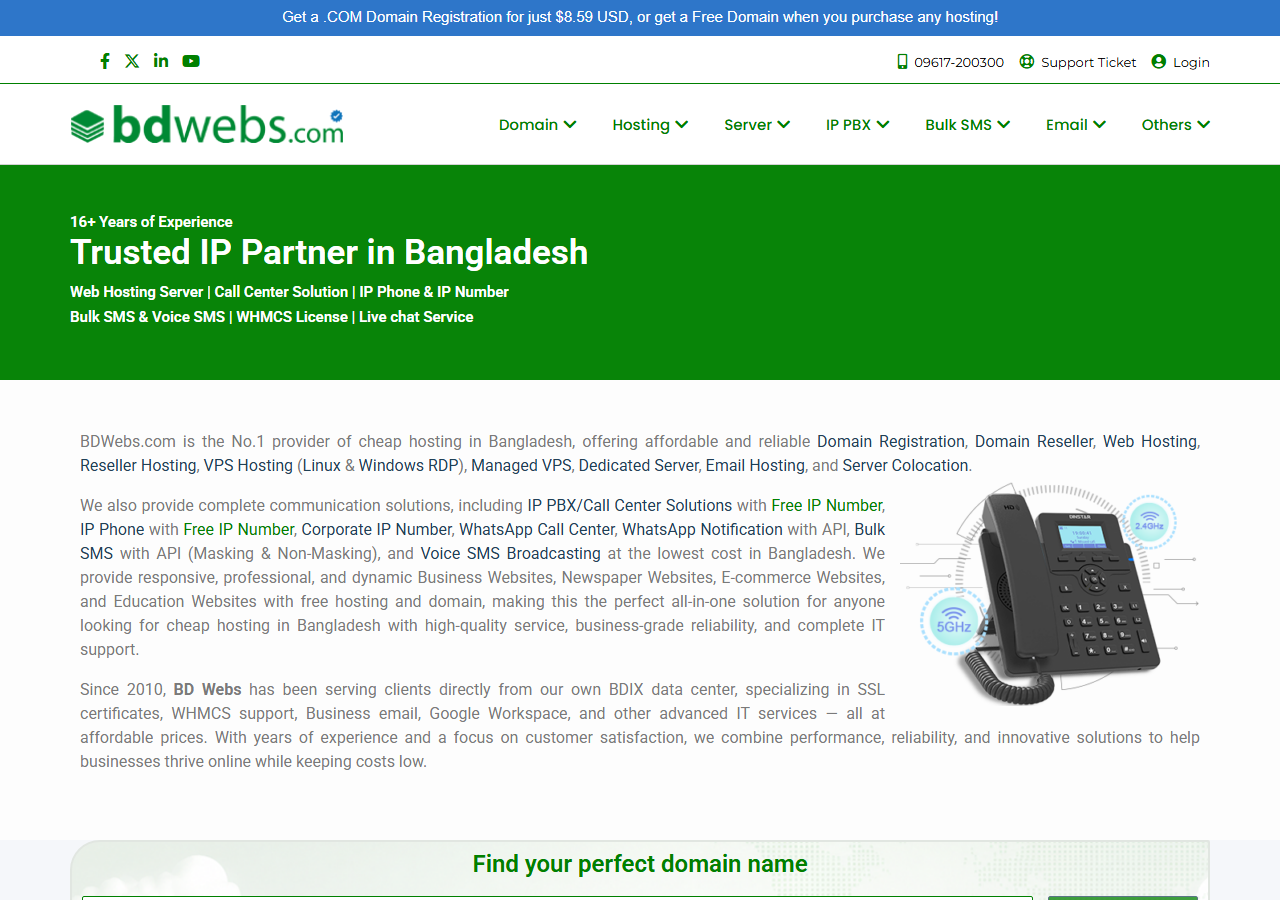 BDWebs official website homepage