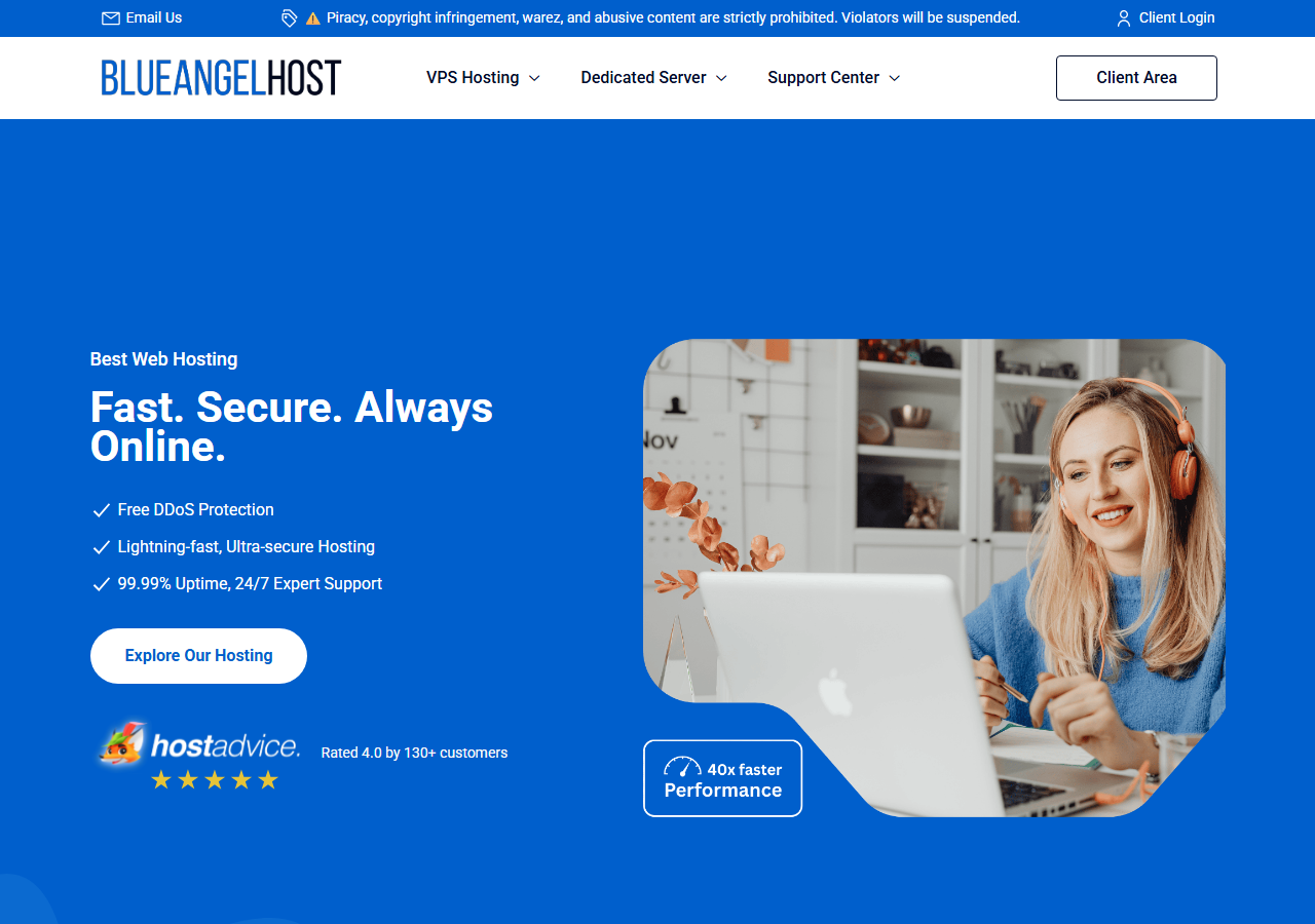 BlueAngelHost official website homepage