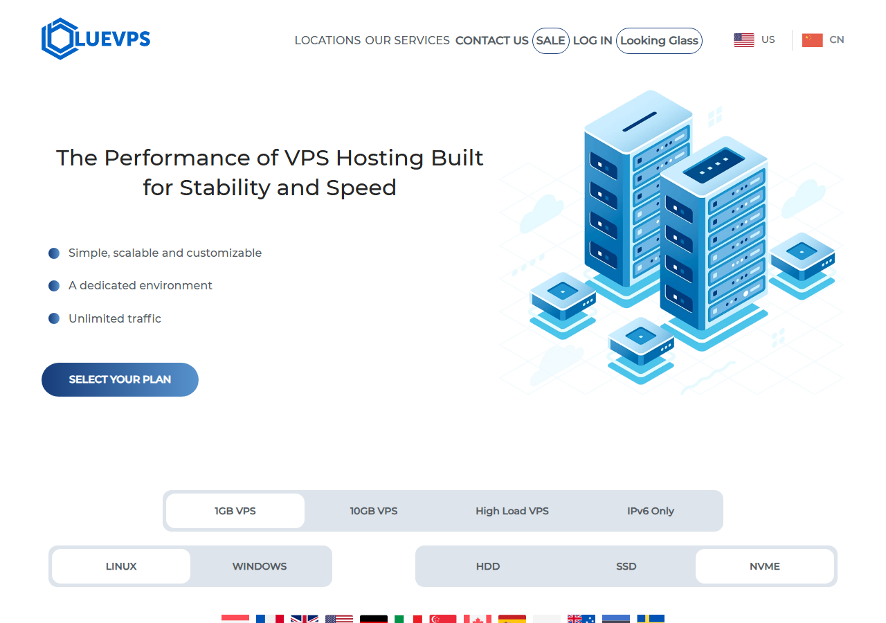 BlueVPS official website homepage
