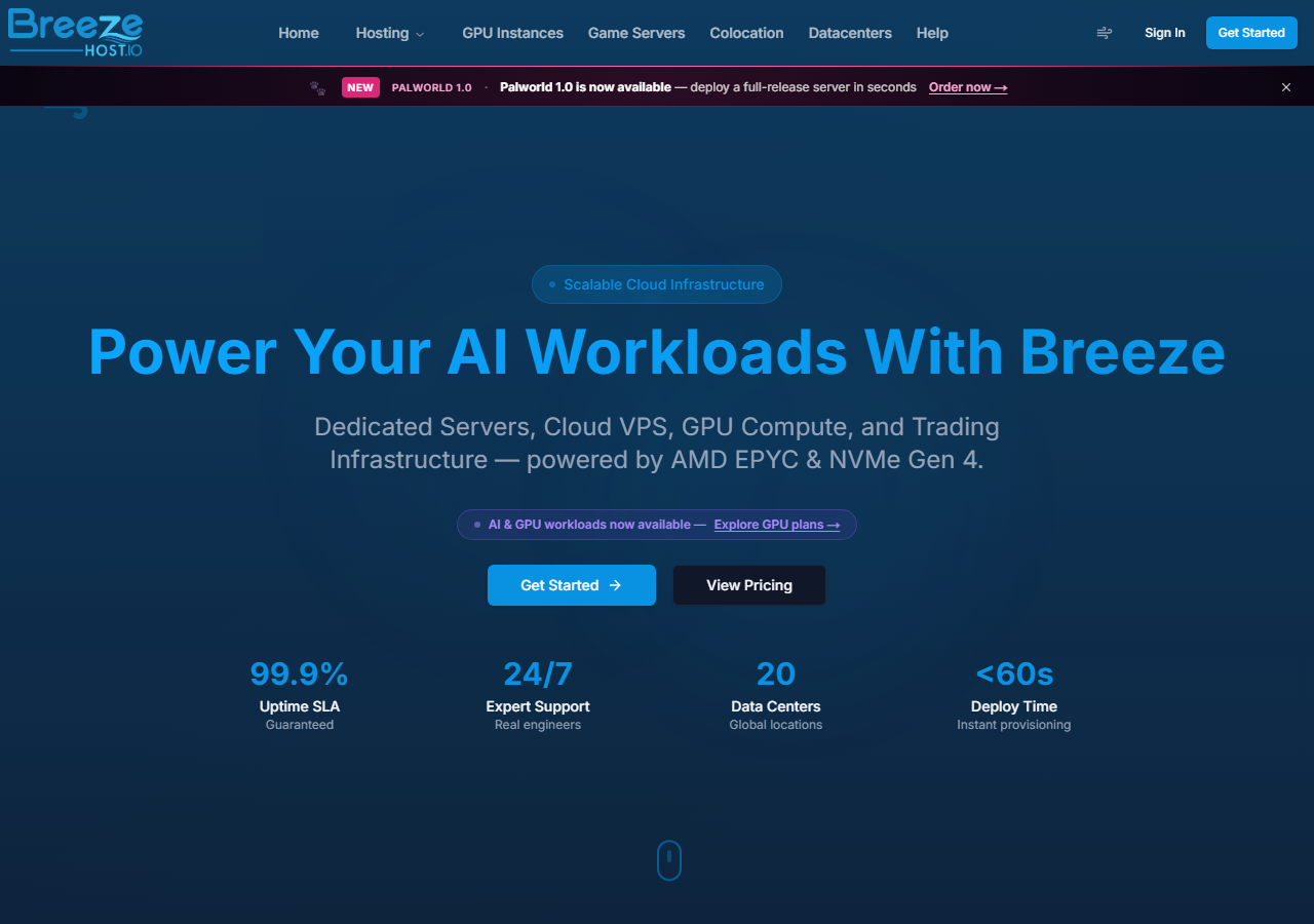 BreezeHost official website homepage