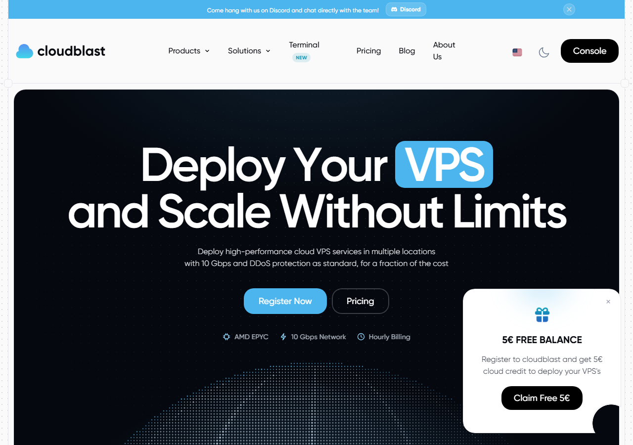 Cloudblast official website homepage