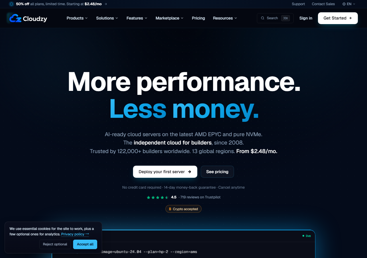 Cloudzy official website homepage