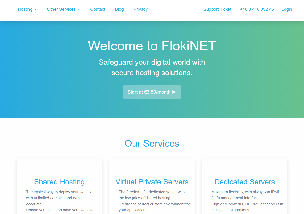 FlokiNET official website homepage