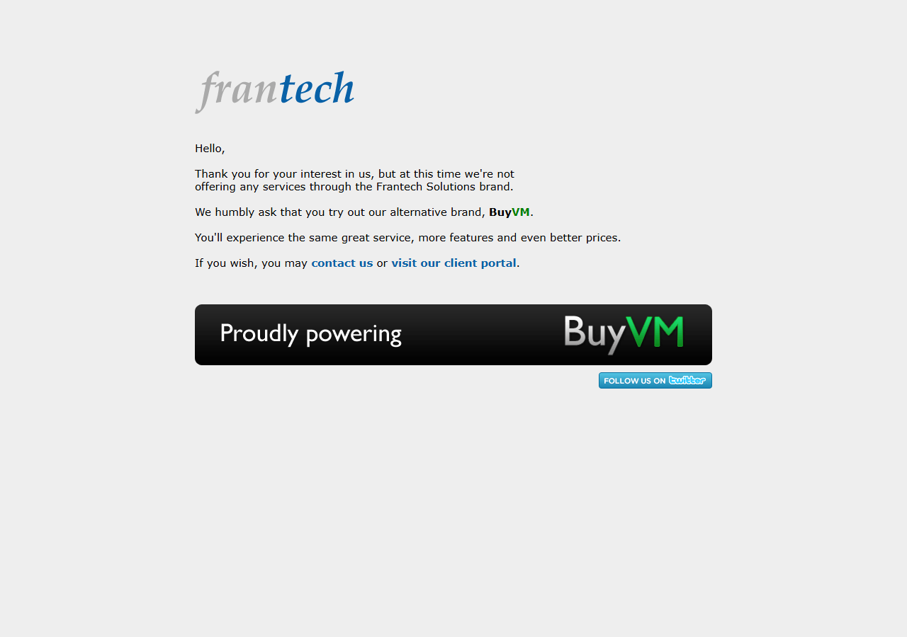 BuyVM(Frantech) official website homepage