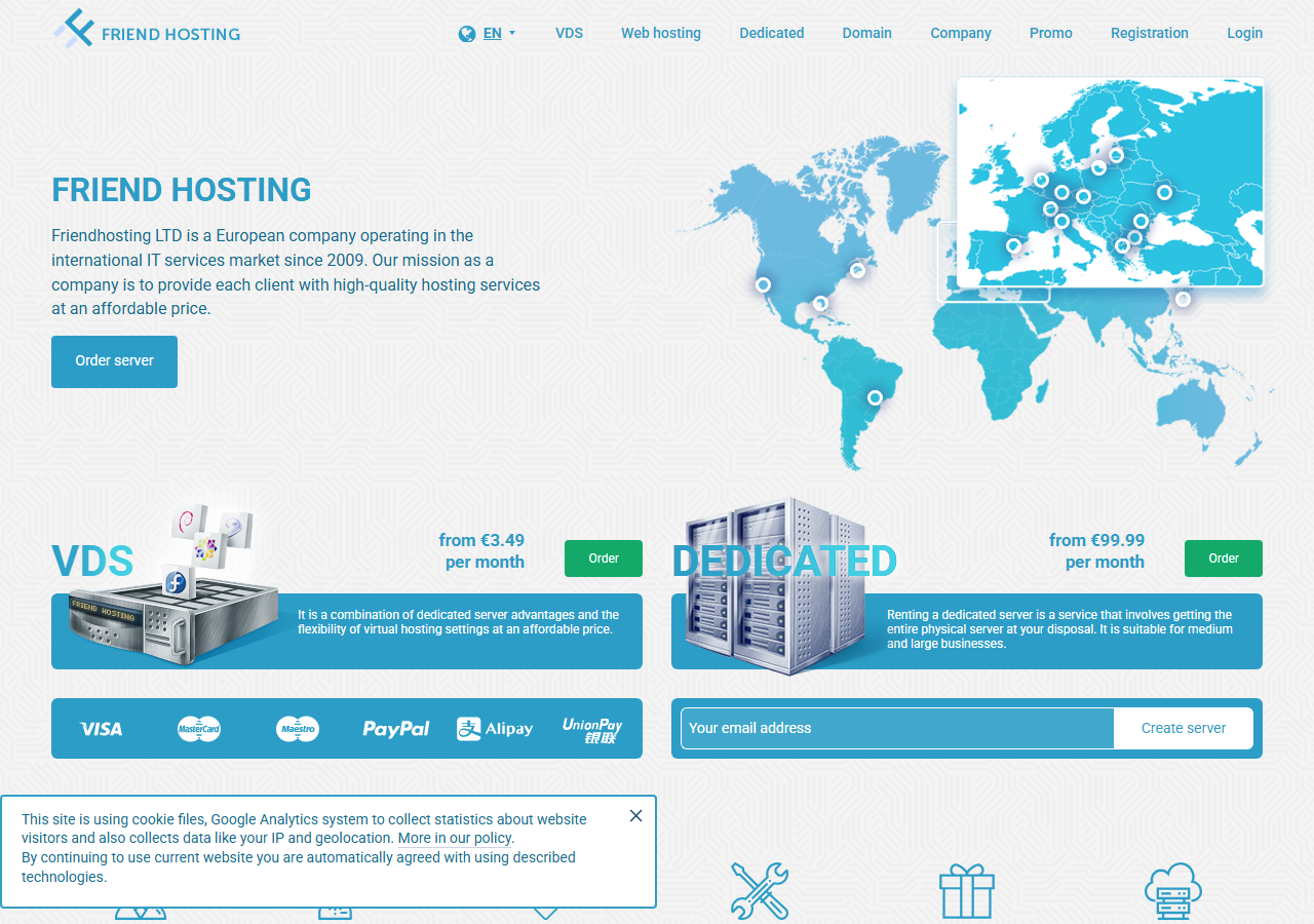 Friendhosting official website homepage