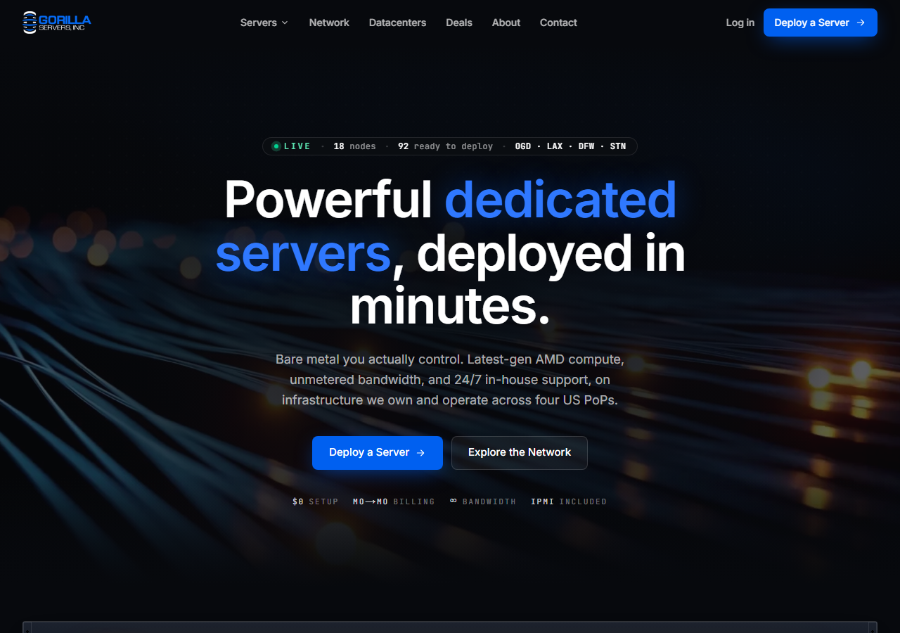 GorillaServers official website homepage