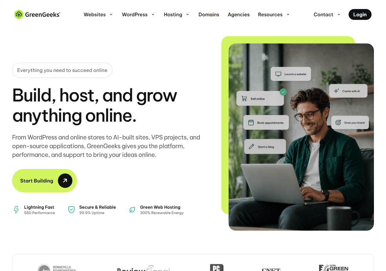 GreenGeeks official website homepage