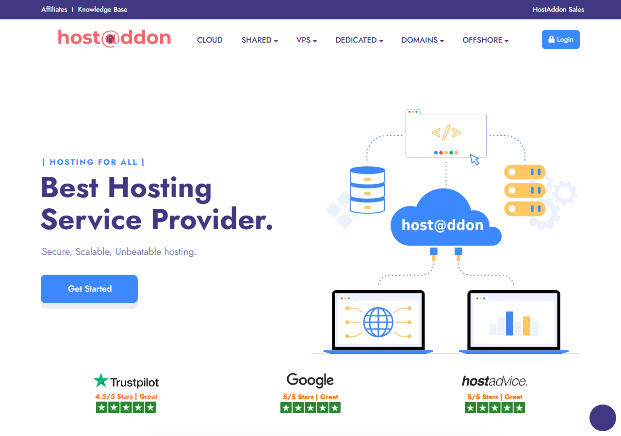 HostAddon official website homepage