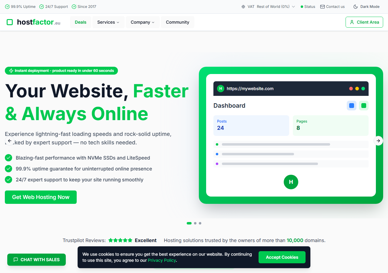 HostFactor official website homepage