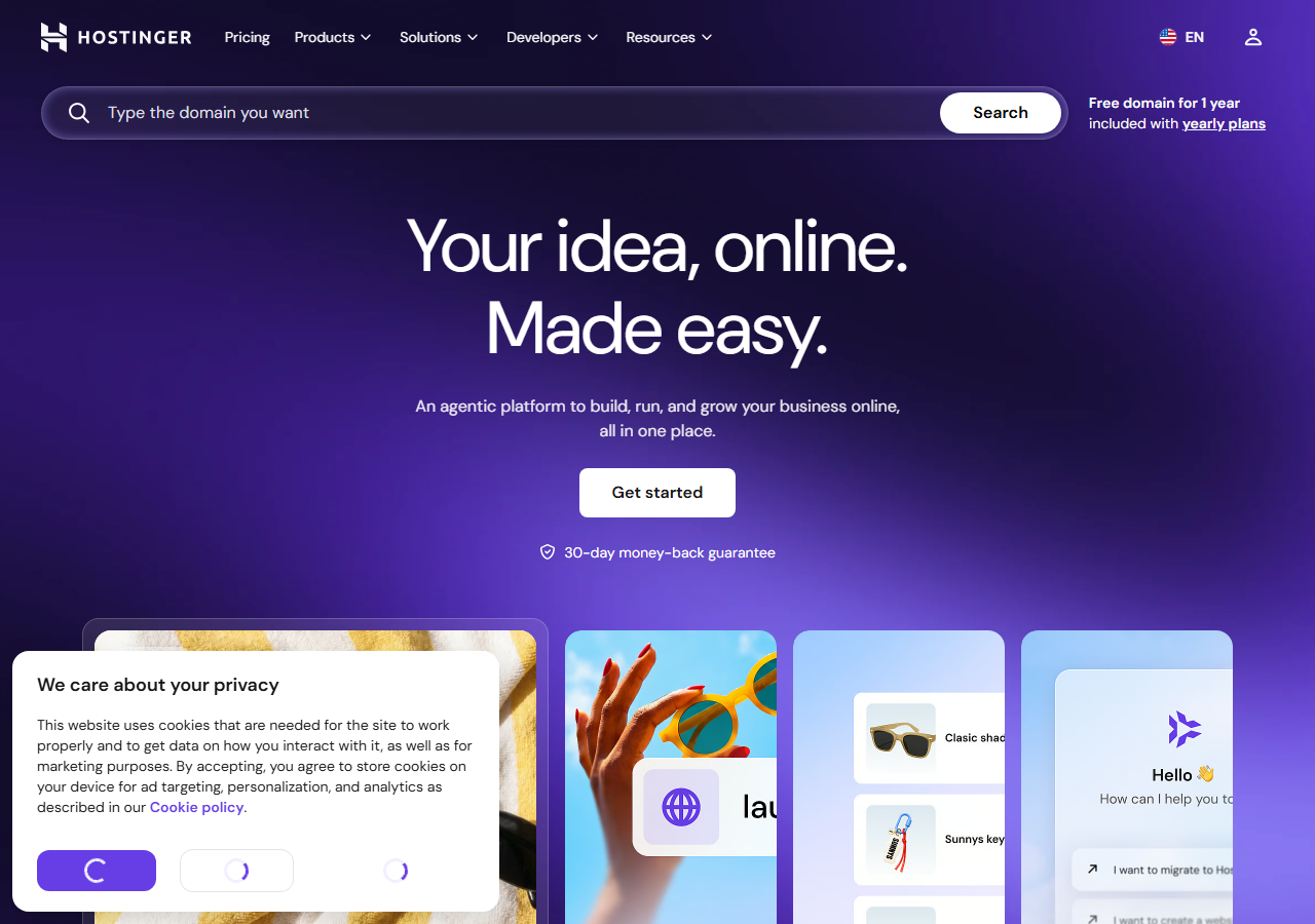 Hostinger official website homepage