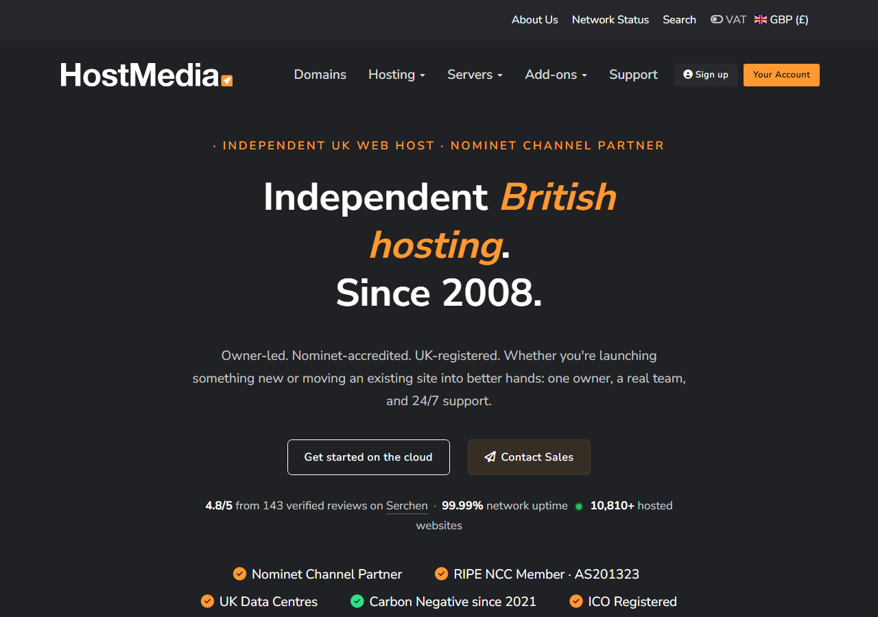 HostMedia official website homepage