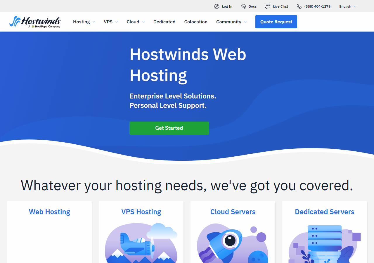 Hostwinds official website homepage