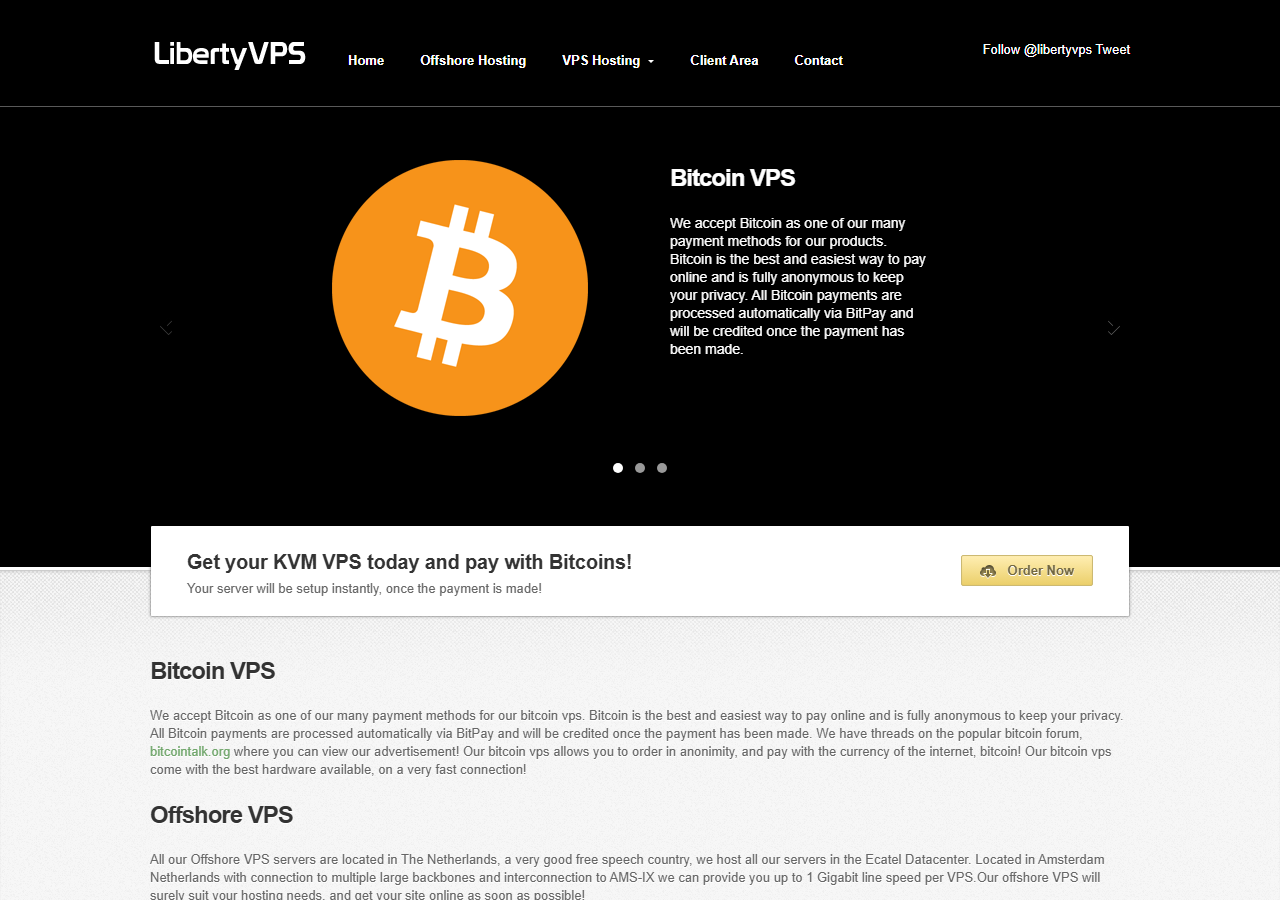 LibertyVPS official website homepage