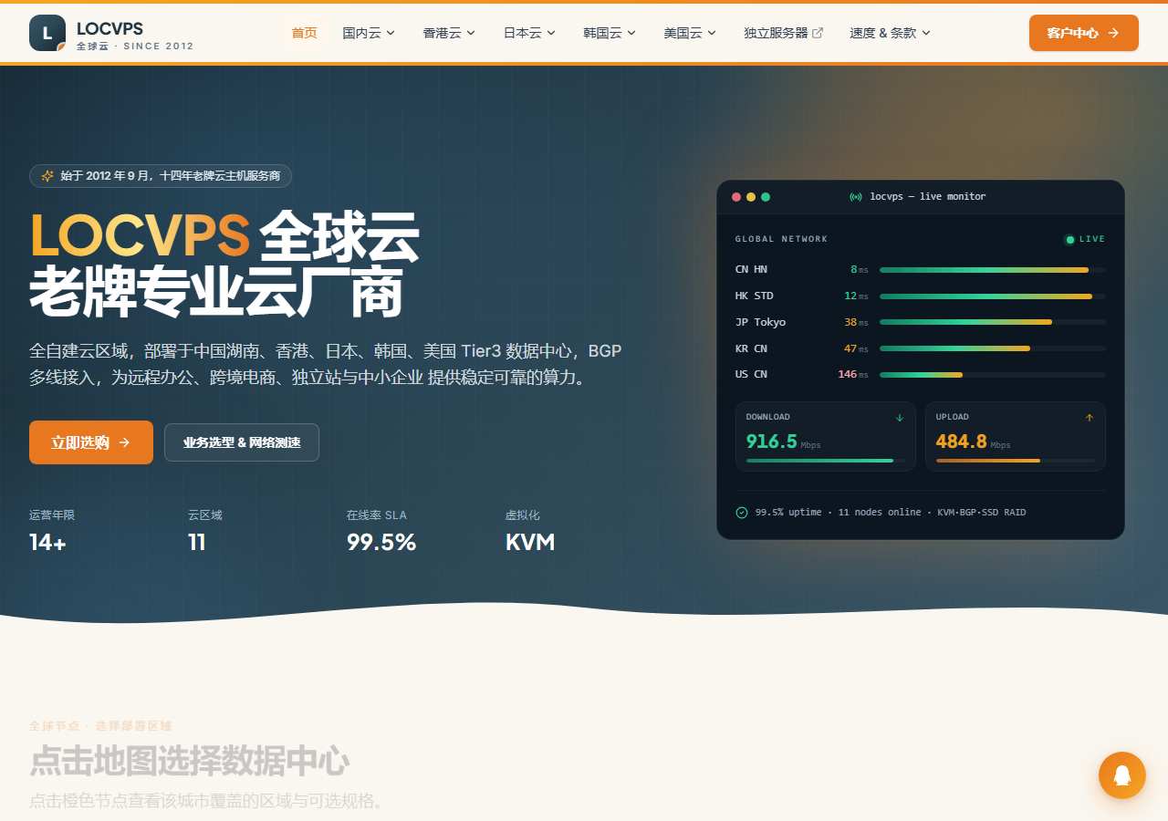 LOCVPS official website homepage