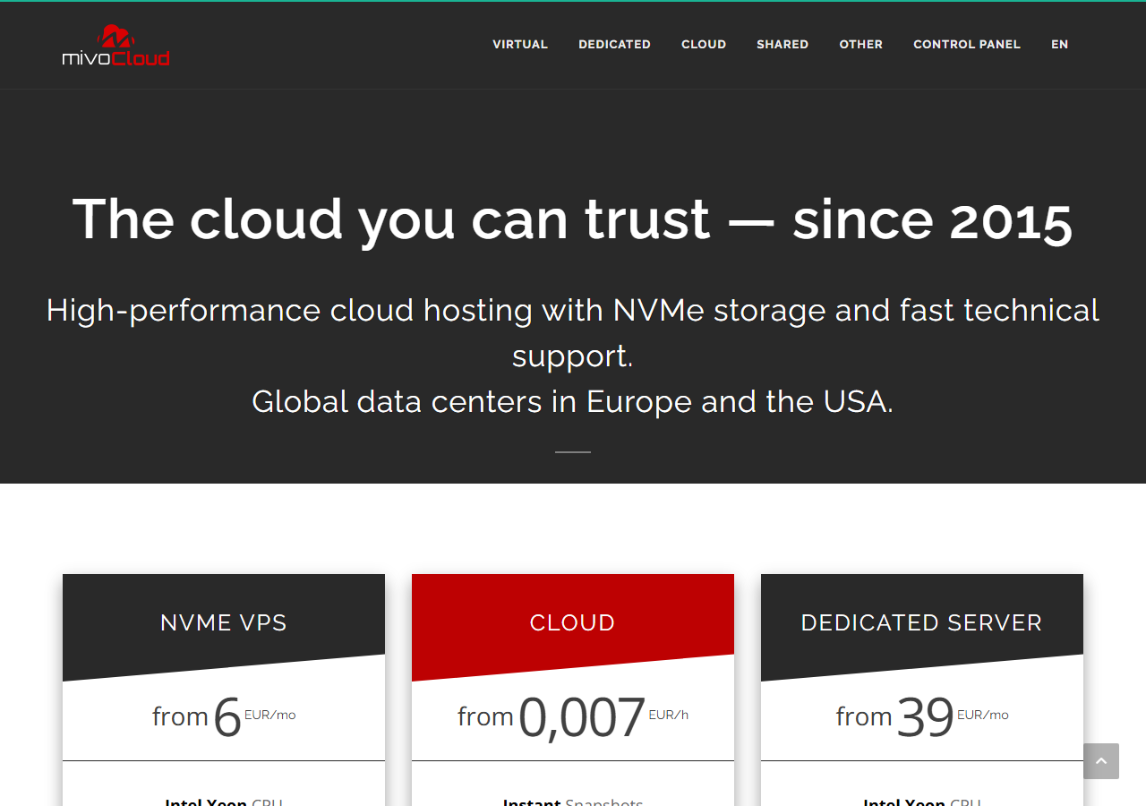 MivoCloud official website homepage