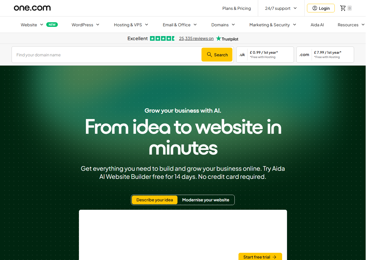 One.com official website homepage