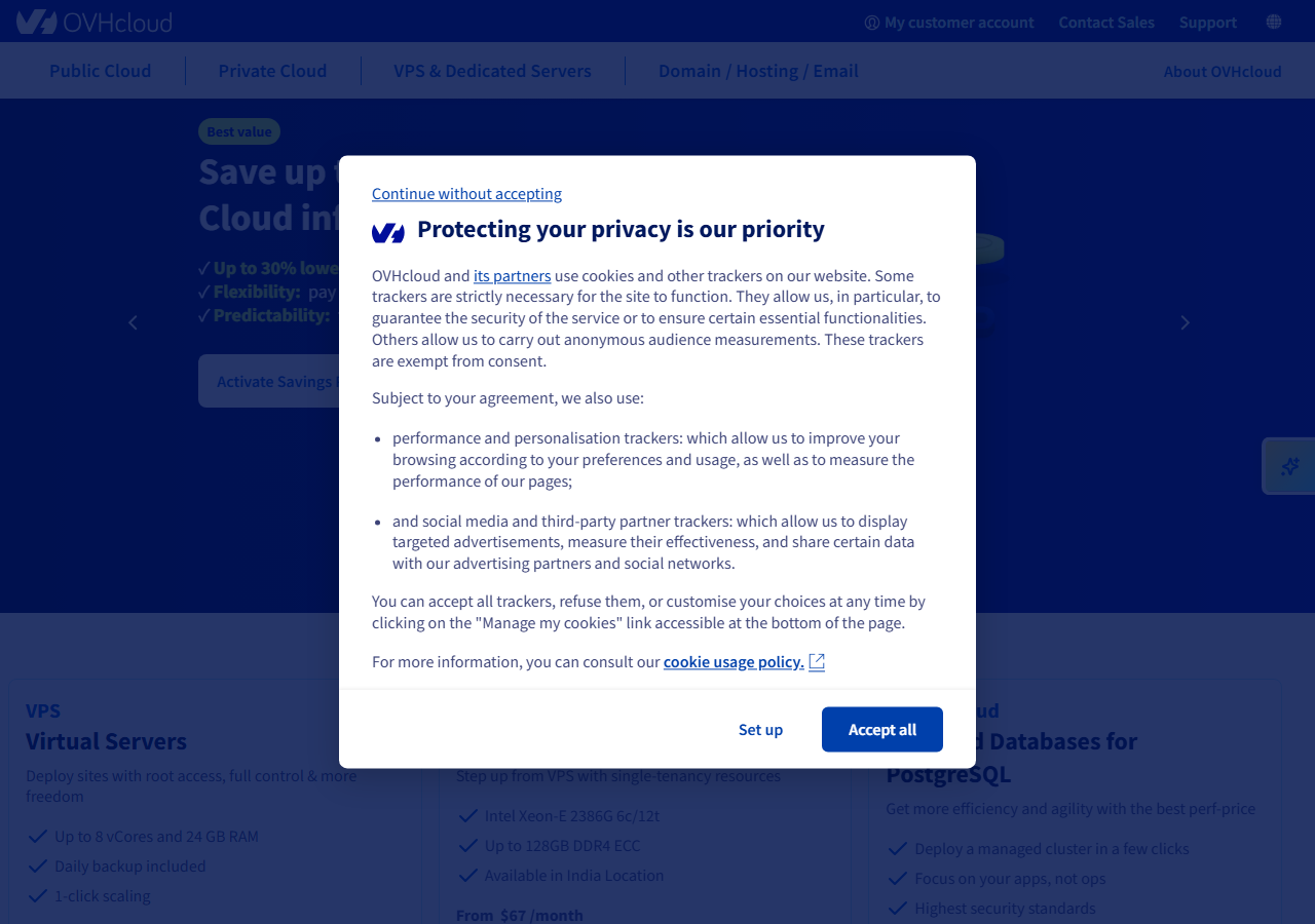 OVH official website homepage
