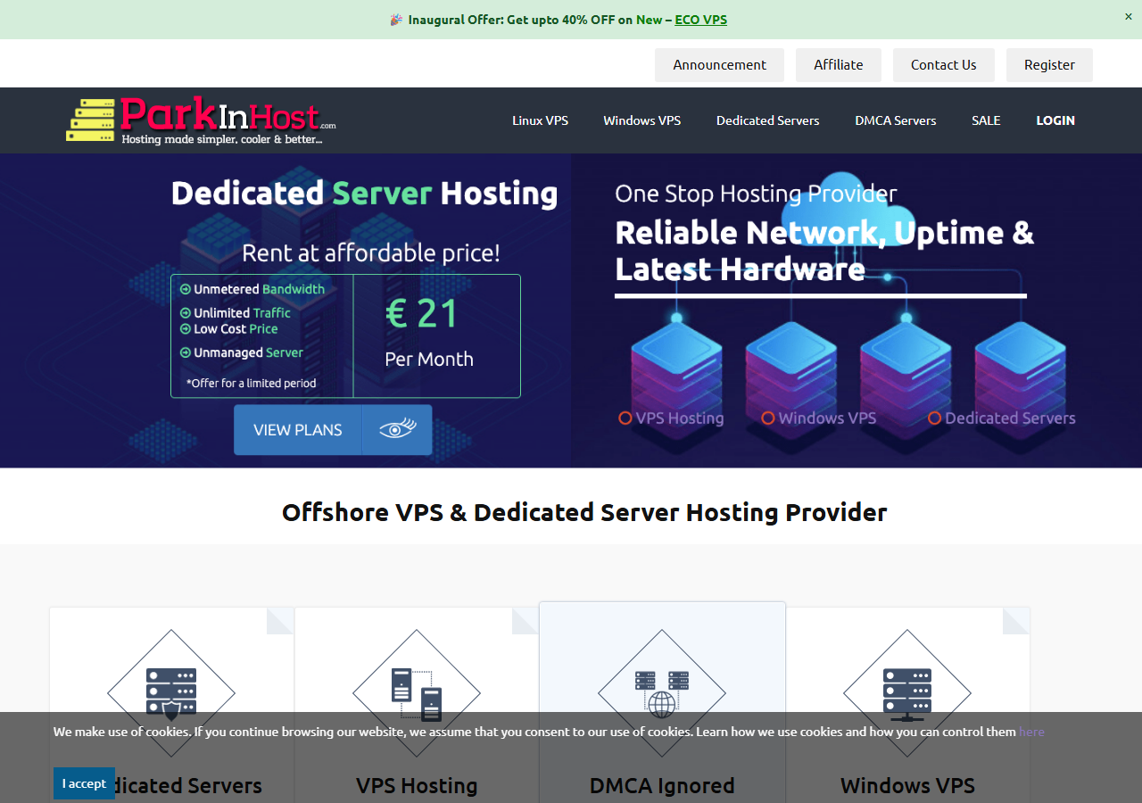 ParkinHost official website homepage