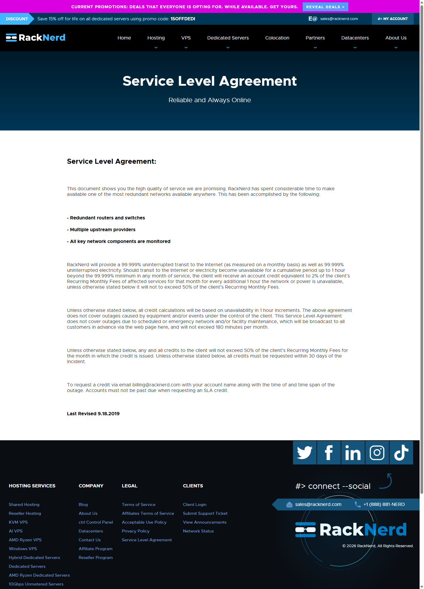 RackNerd official website homepage