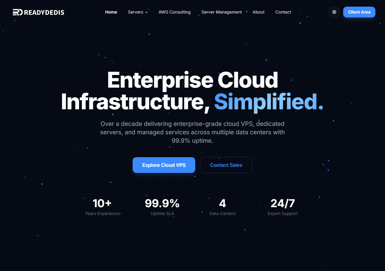 ReadyDedis official website homepage