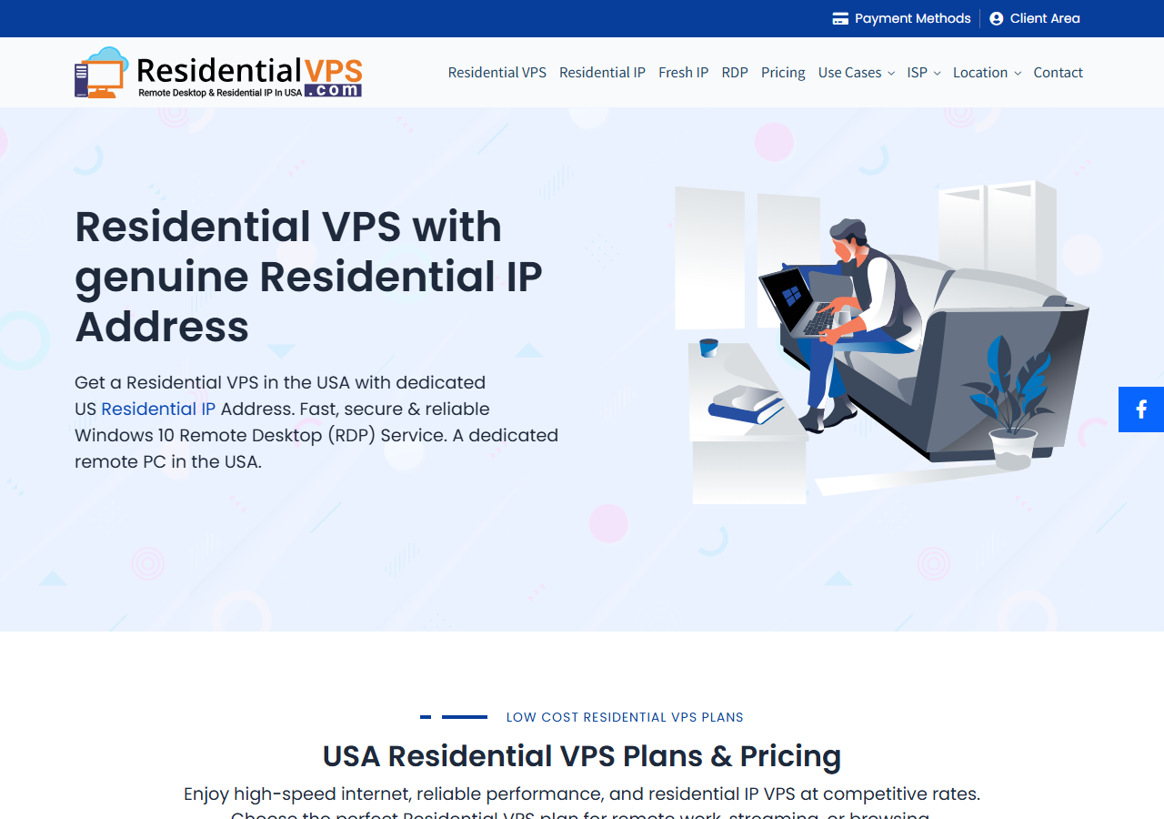 ResidentialVPS official website homepage