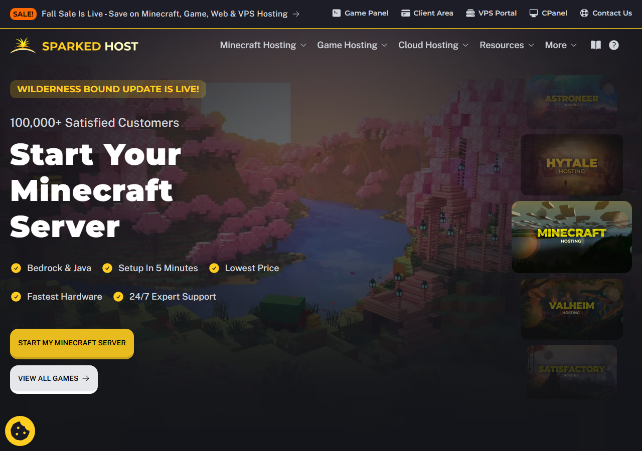 SparkedHost official website homepage