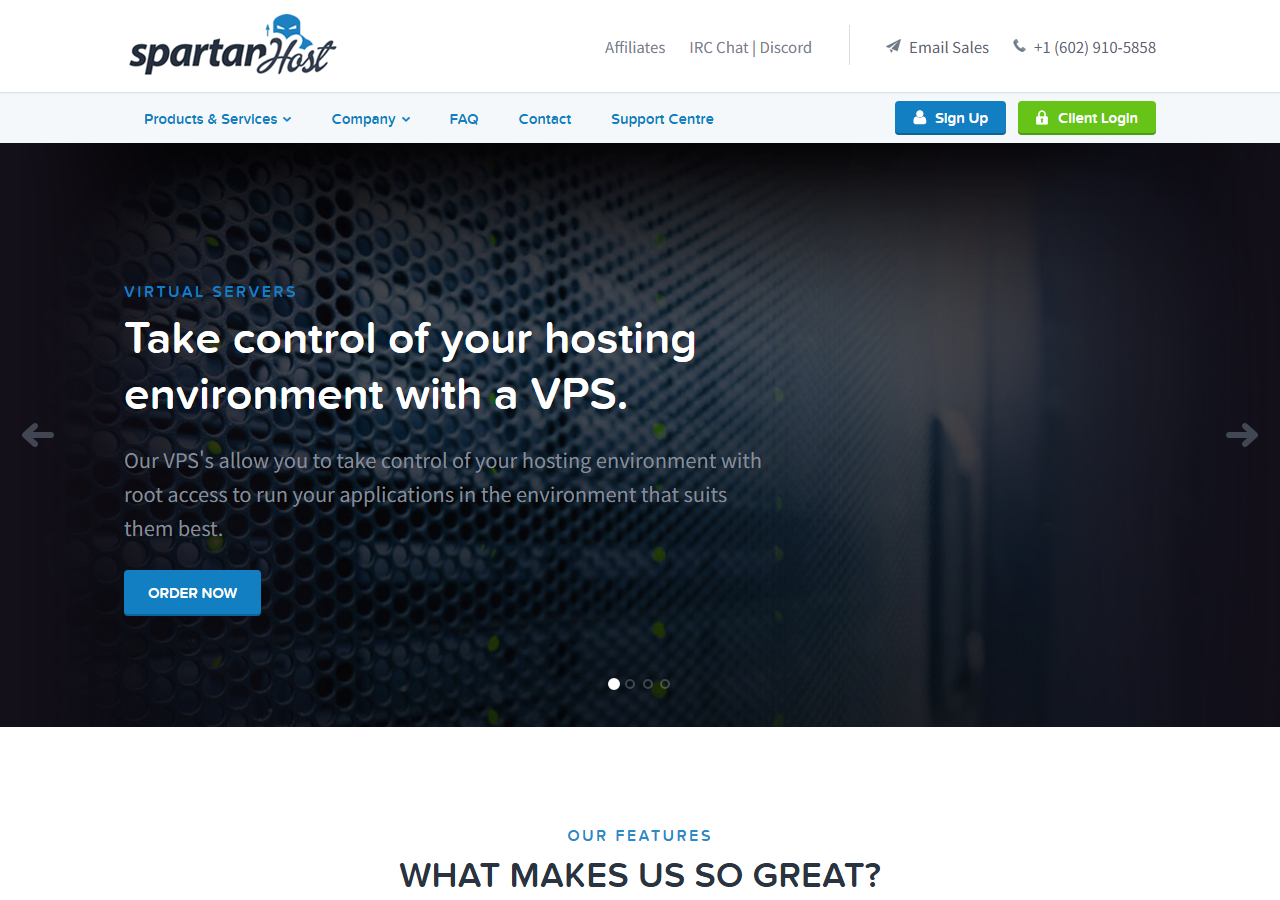 SpartanHost official website homepage