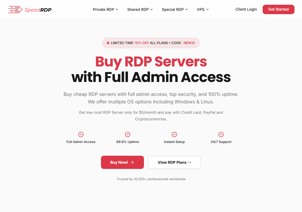 SpeedRDP official website homepage