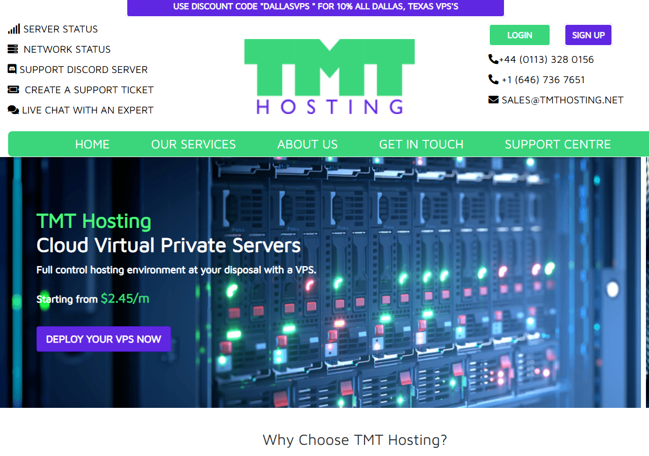 TMTHosting official website homepage