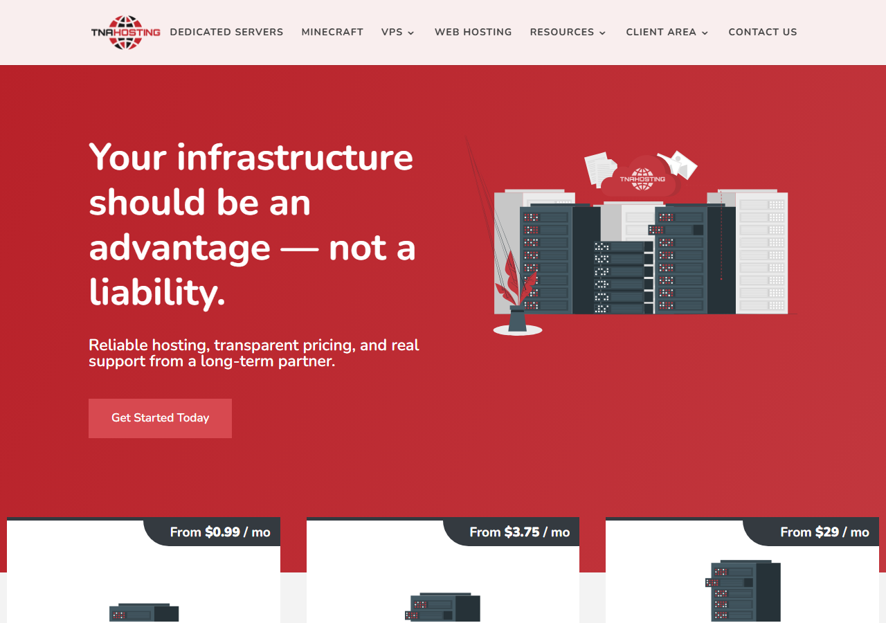 TNAHosting official website homepage