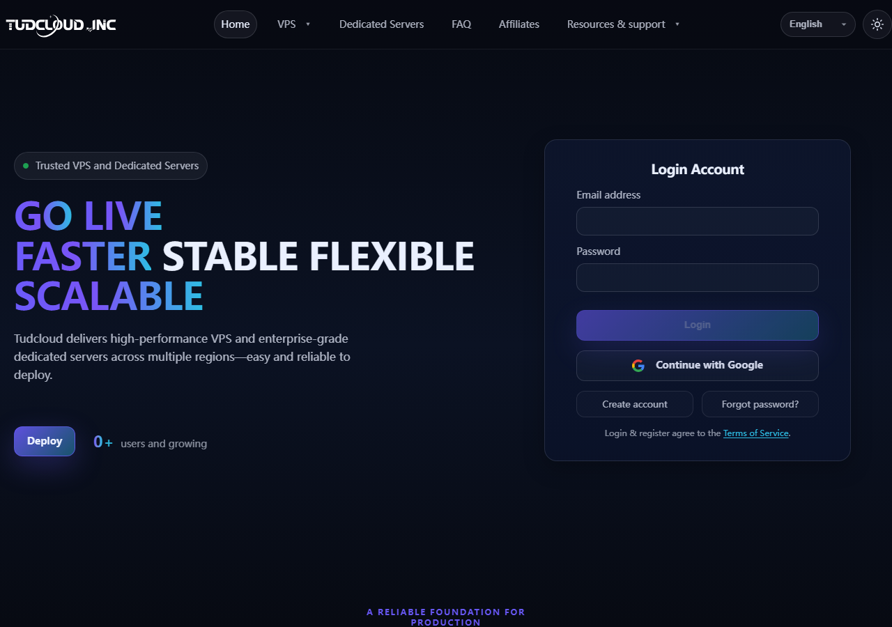 TudCloud official website homepage