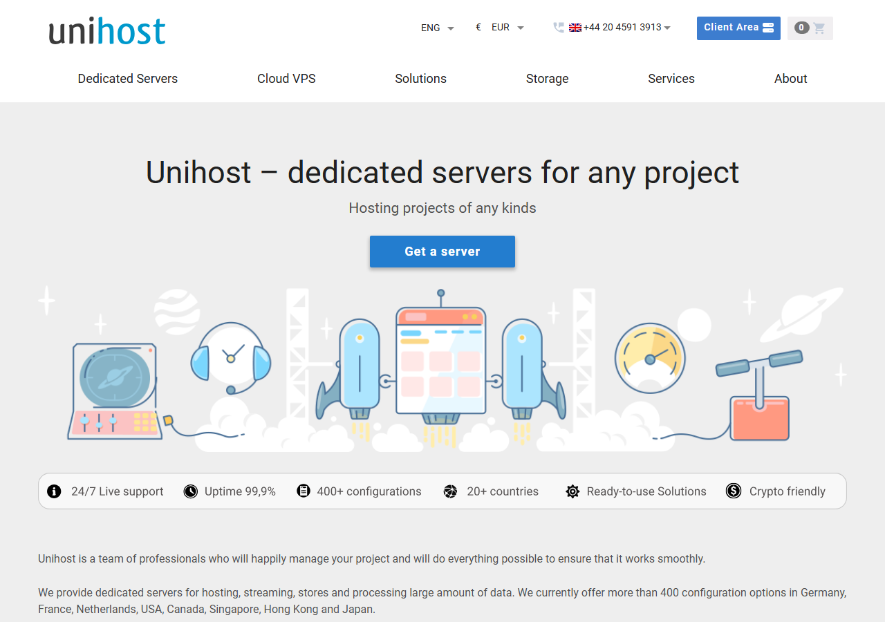 Unihost official website homepage