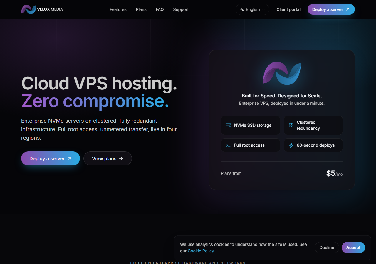 VeloxMedia official website homepage
