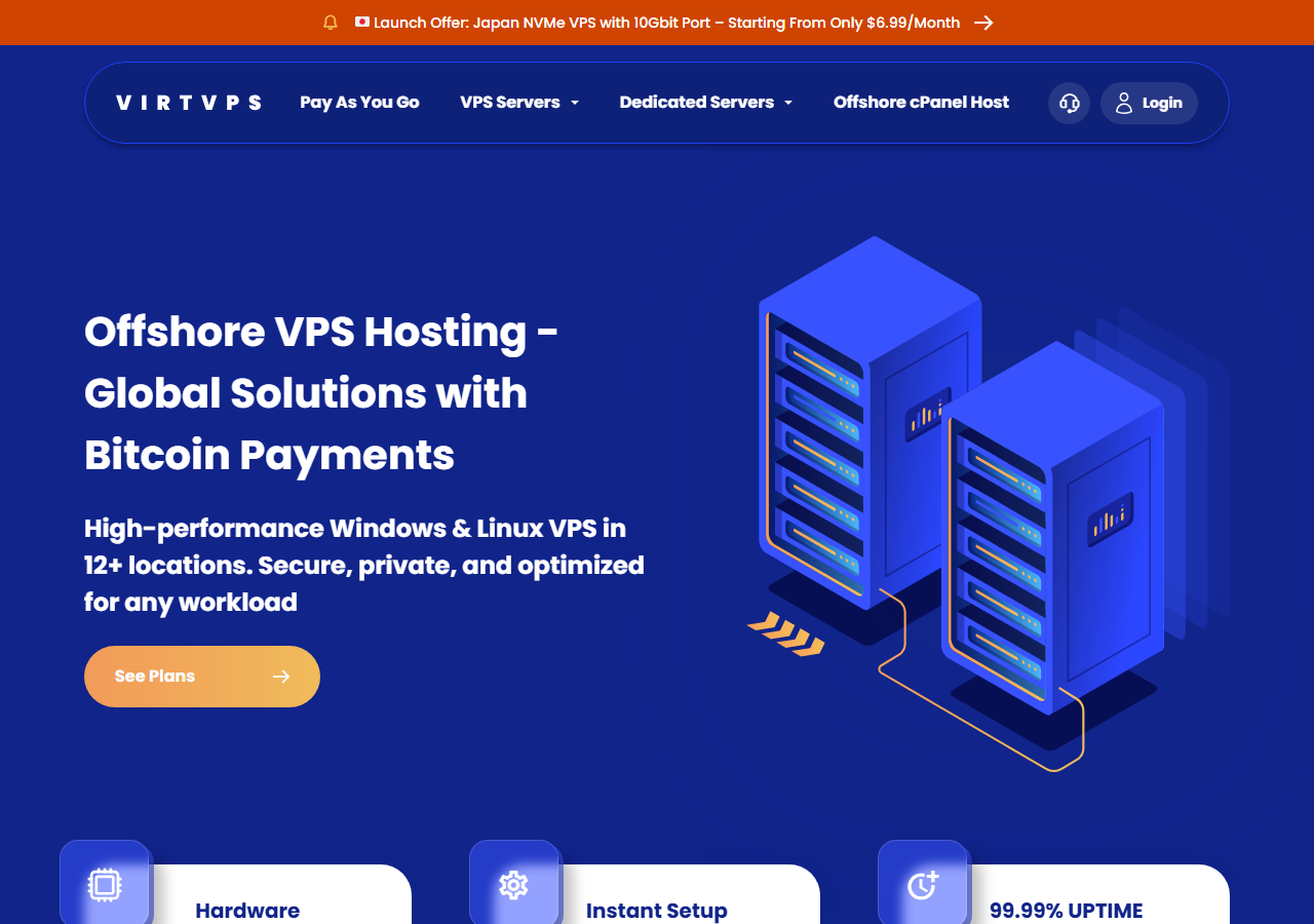 VirtVPS official website homepage