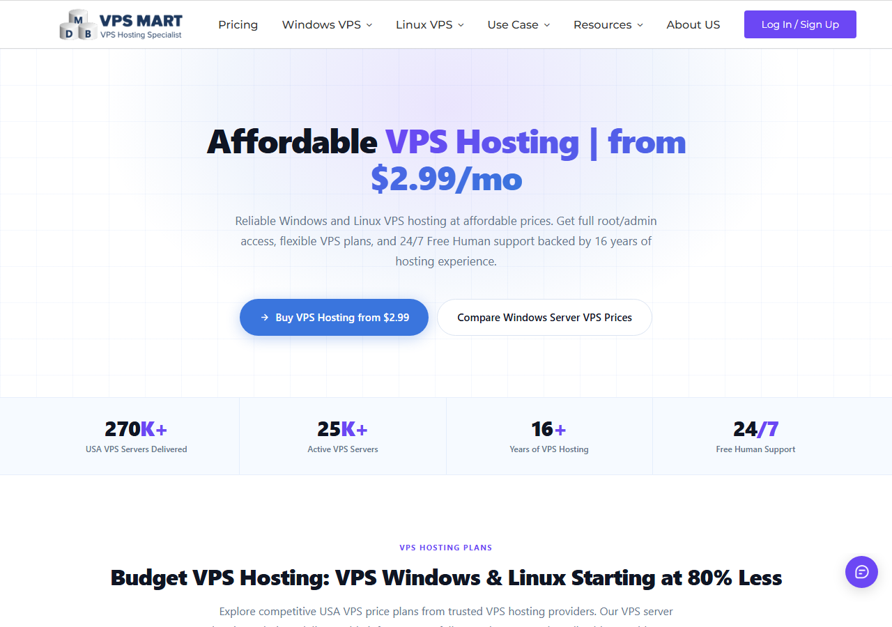VPS-Mart official website homepage