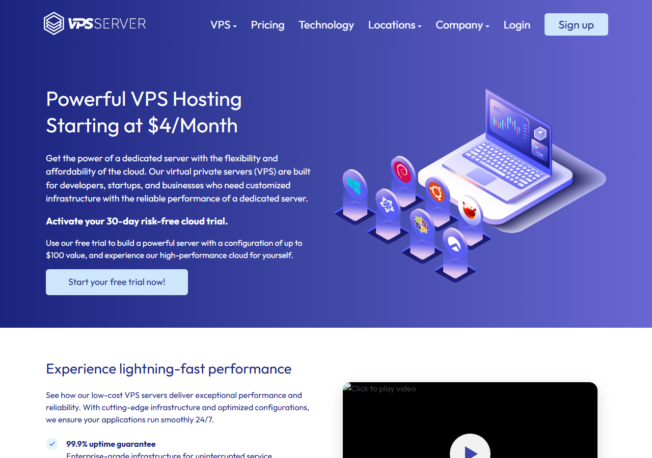 VPSServer official website homepage