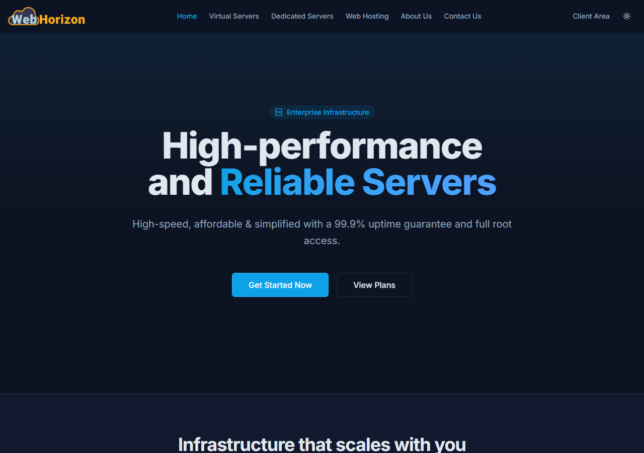 WebHorizon official website homepage