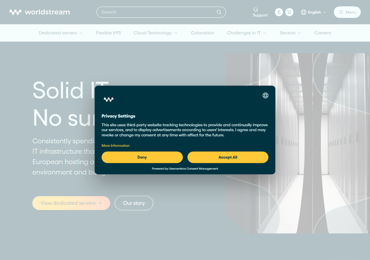 WorldStream official website homepage